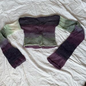 Green and Purple knitted sweater cropped